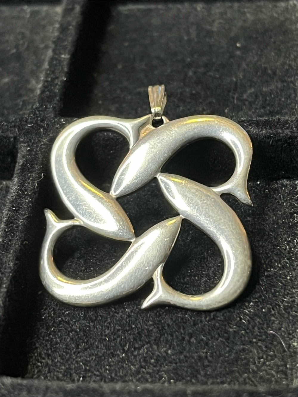 Vintage sterling silver pendant artisan Celtic cross dolphins Lovell